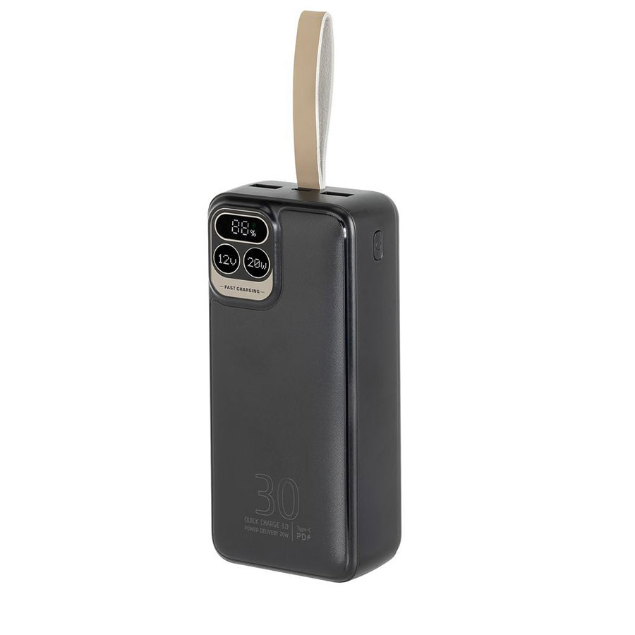 Павербанк 30000 mA, PD+QC 22,5W, з LCD, чорний